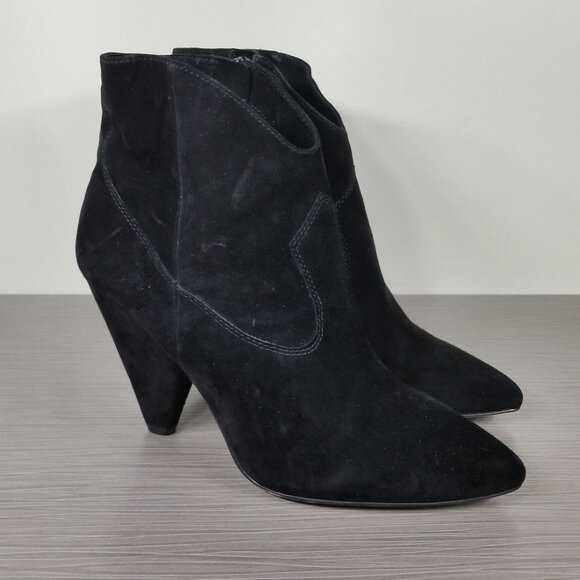 Vince Camuto Side Zip Bootie, Black Suede, Womens Size 7.5 M / 38 - Picture 3 of 12